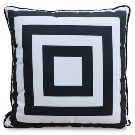 Almofada Perspective Veludo Preto e Branco - 52cmx52cm