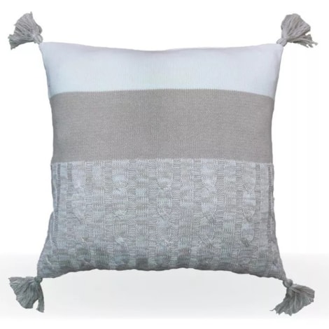 Almofada Tricô Multi Pontos Off White e Areia - 53cmx50cm