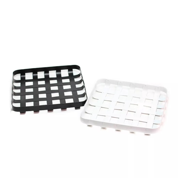Bandeja Shah Metalike Preta 33x33cm