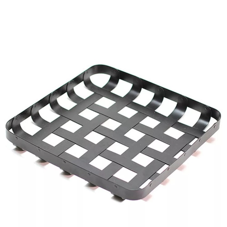 Bandeja Shah Metalike Preta 33x33cm