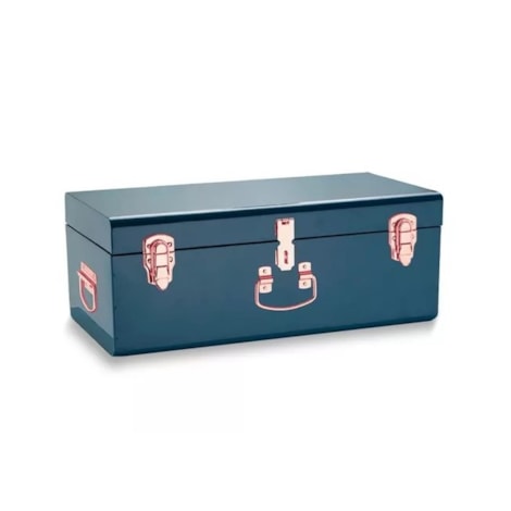 Baú Simple Azul Metal com Cobre Pequeno
