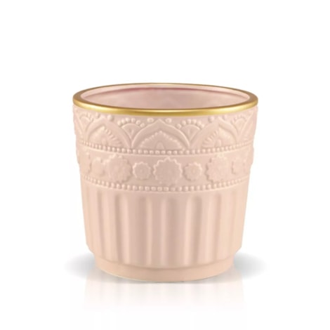 Cachepot Mandala Rosa em Cerâmica Pequeno