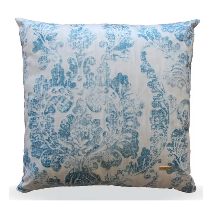 Capa de Almofada Elegance Veludo Arabesco Azul - 50cmx50cm