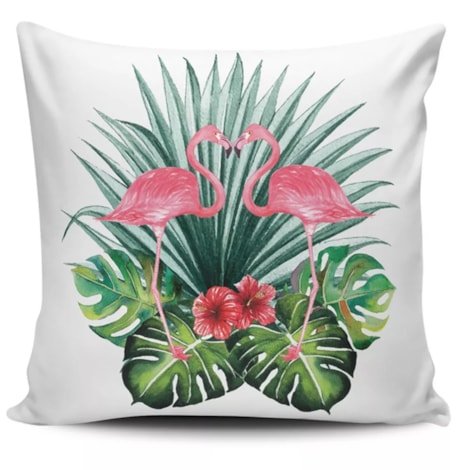Capa de Almofada Flamingo na Folhagem II - 45cmx45cm