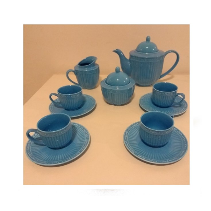 Conjunto para Chá em Cerâmica Ana Azul