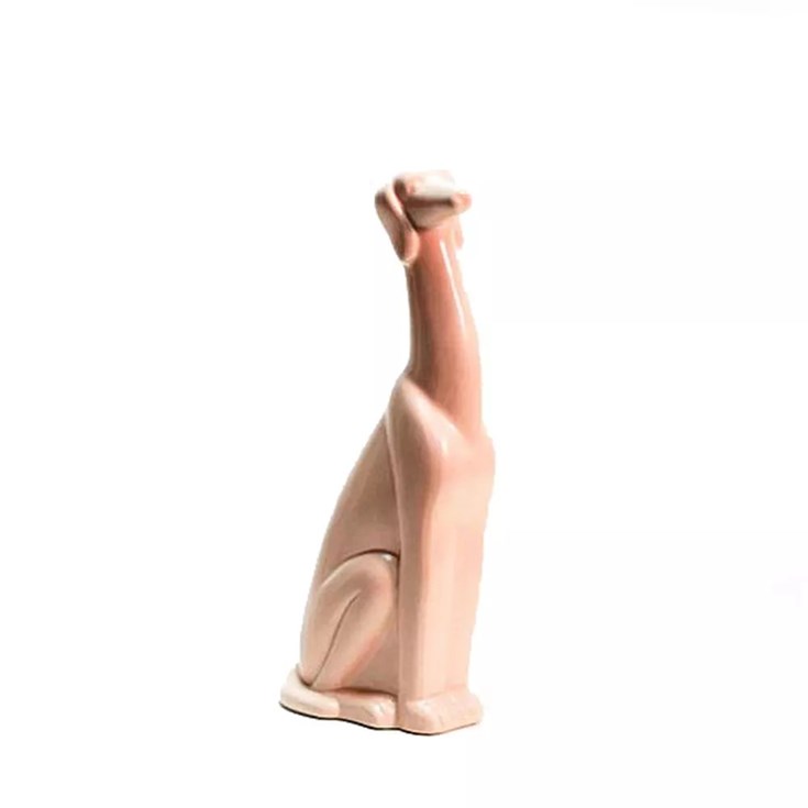 Escultura Cachorro Lévrier Rosa Pequeno