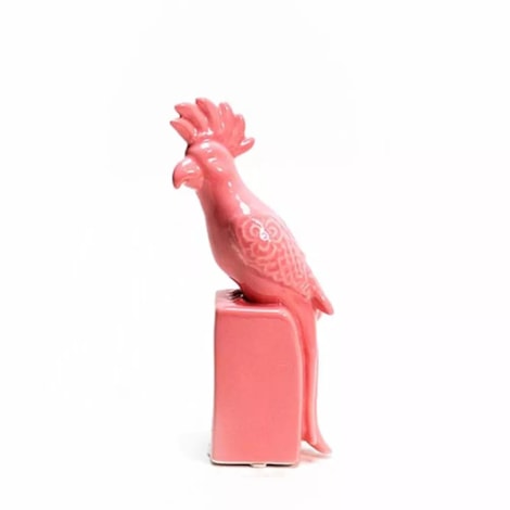 Escultura Calopsita Rosa em Cerâmica Pequena