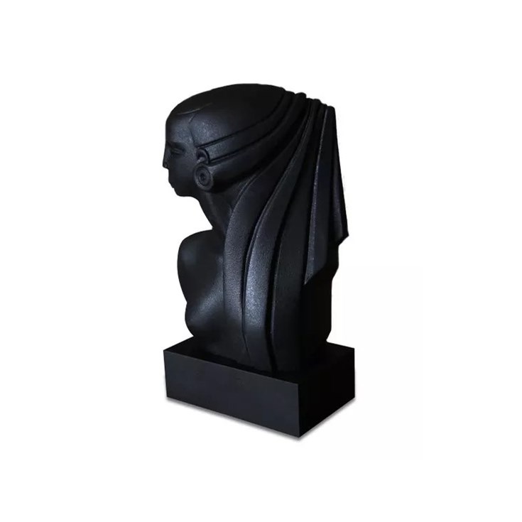 Escultura Cleópatra Preta com Base Baixa