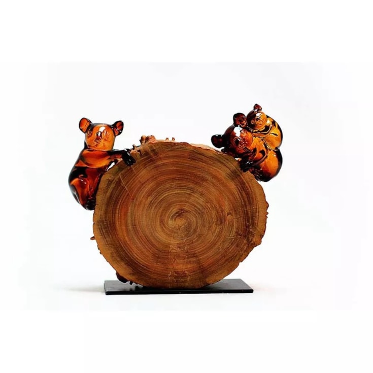 Escultura Coalas em Tronco - 19x24cm