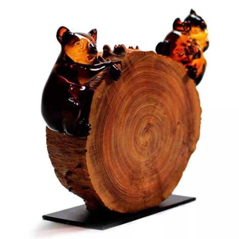 Escultura Coalas em Tronco - 19x24cm