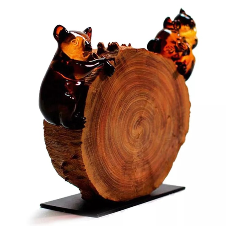 Escultura Coalas em Tronco - 19x24cm