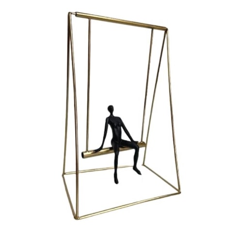 Escultura em Metal com Homem no Balanço 14x18x29cm