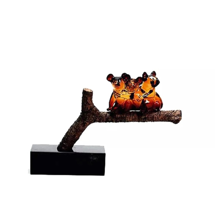 Escultura Família Coalas no Galho Âmbar