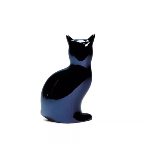 Escultura Gato Mace Sentado Onyx Preto