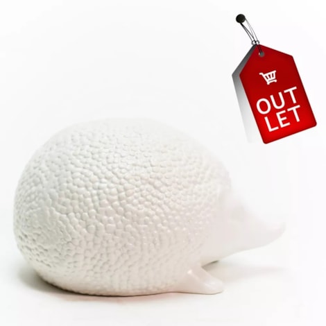 Escultura Hedgehog Branco Cerâmica Grande