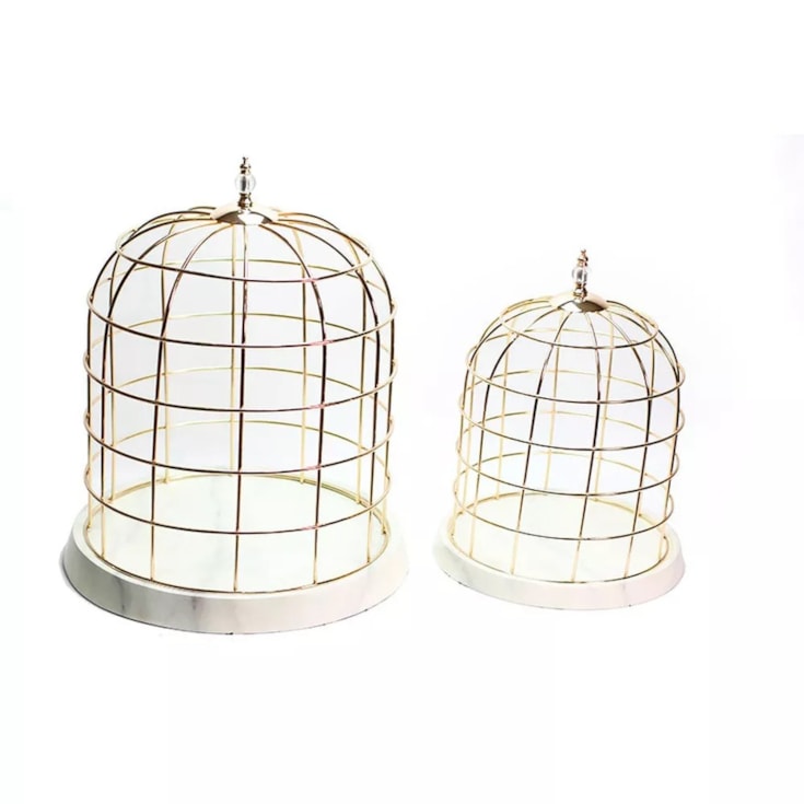 Gaiola de Metal Dourada com base de Pedra