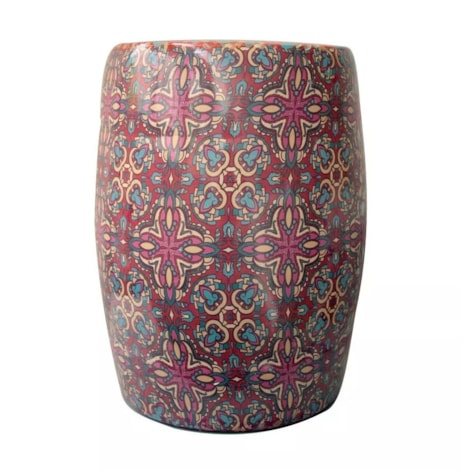 Garden Seat Mandala Rosa de Cerâmica