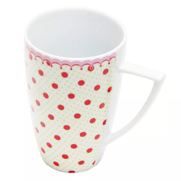 Jogo de Caneca c/6 pcs de porcelana cor Vermelho/RO