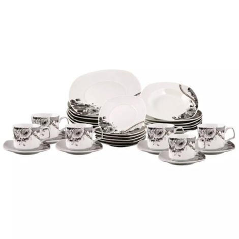 Jogo de Jantar 30pcs com estampa de Flores