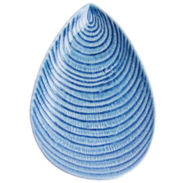 Petisqueira Concha Decorativa Oval de Resina Azul Claro