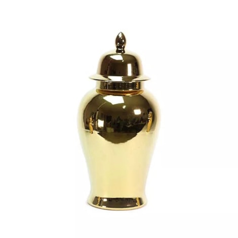 Pote Aurum com Tampa Cerâmica Dourado Grande