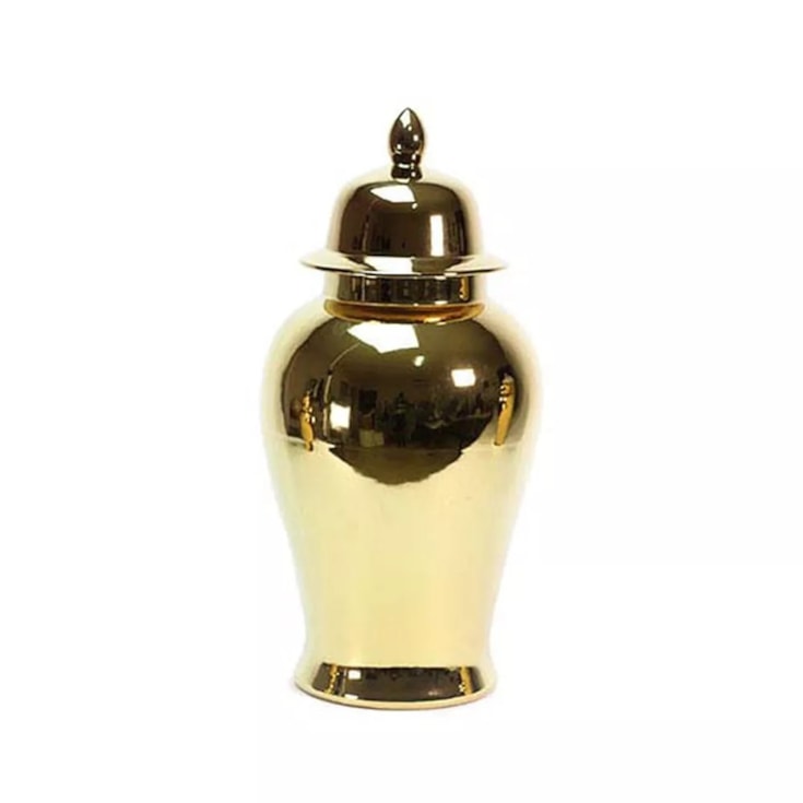 Pote Aurum com Tampa Cerâmica Dourado Grande