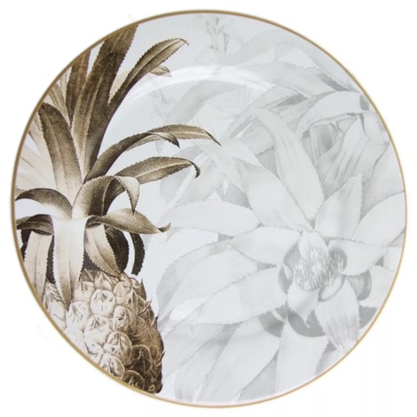 Prato Raso Branco Abacaxi Dourado - Água de Coco
