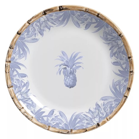 Prato Raso Estampa Coroa de Abacaxi Azul