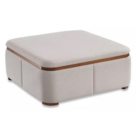 Puff Atlas Bege Grande com Detalhe Nozes