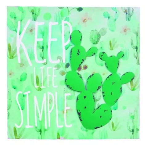 Quadro Cacto Metal Canvas Live Love Laugh