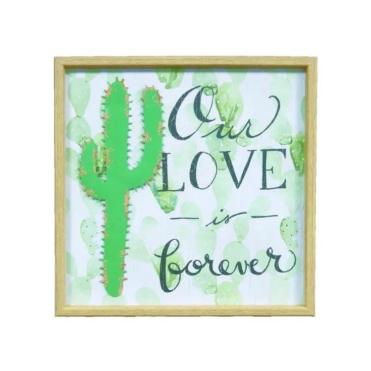 Quadro Cacto Our Love is Forever Metal/MDF