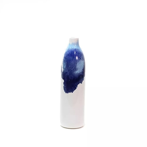 Vaso Abstract Blue Alongado Cerâmica Médio