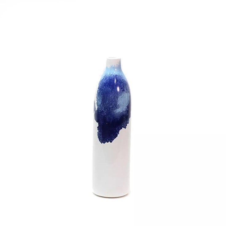 Vaso Abstract Blue Alongado Cerâmica Médio