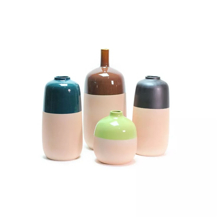 Vaso Ady com detalhe Marrom 13x30cm