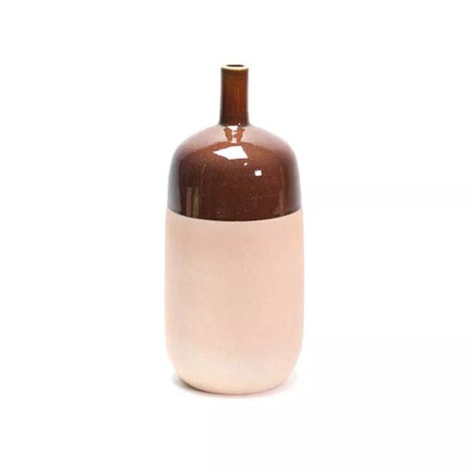 Vaso Ady com detalhe Marrom 13x30cm
