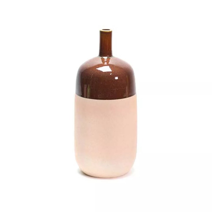 Vaso Ady com detalhe Marrom 13x30cm