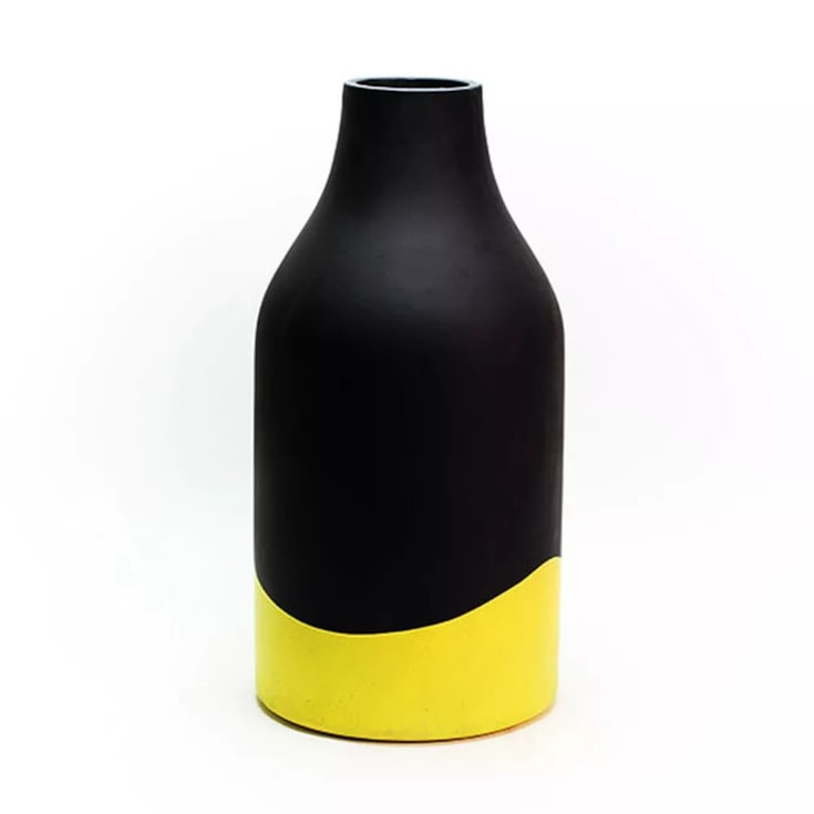 Vaso Béton Noir Jaune 25x50cm