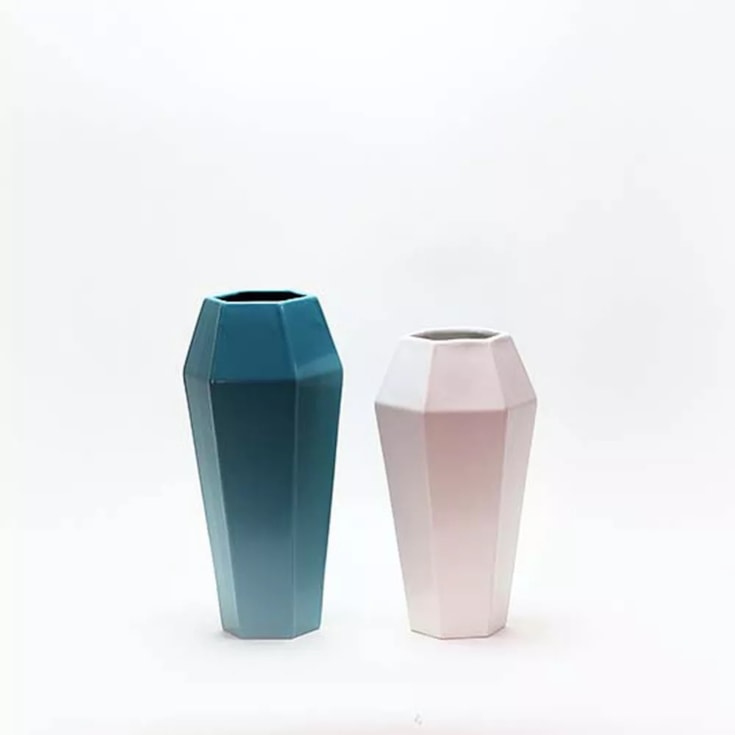 Vaso Façon Origami Azul 16x46,5cm