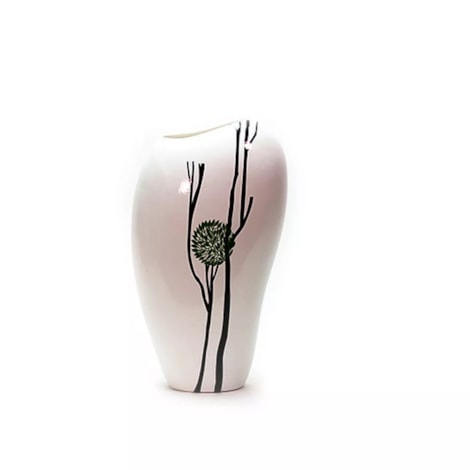 Vaso Kanji Flowers Branco e Verde Grande