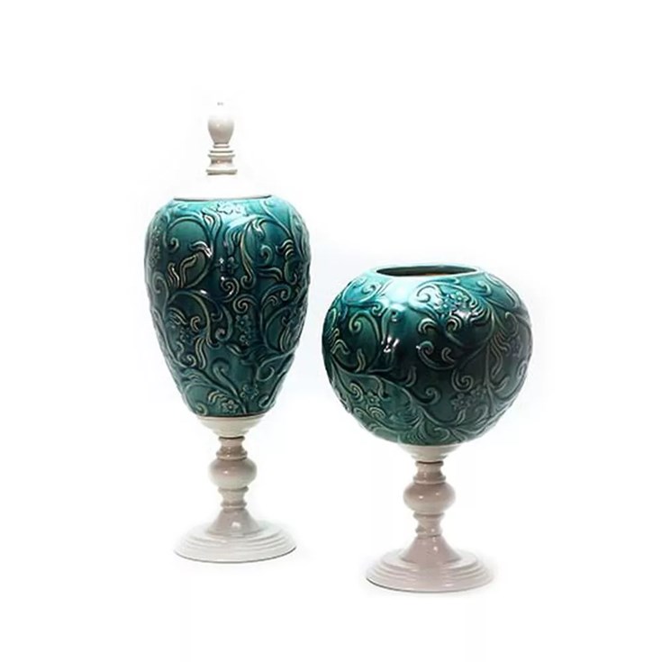 Vaso Mahajara Cerâmica Azul Grande