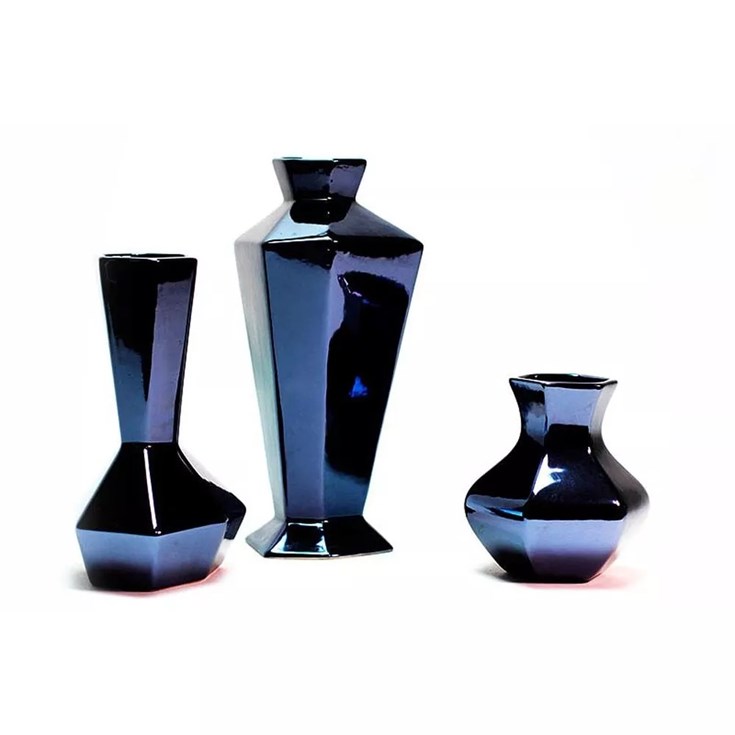 Vaso Moderno Onyx Preto Cerâmica Grande