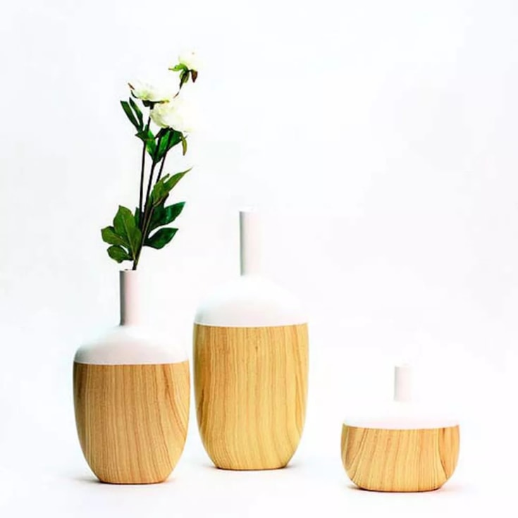 Vaso Noyon Amadeirado Claro Grande 18x40cm