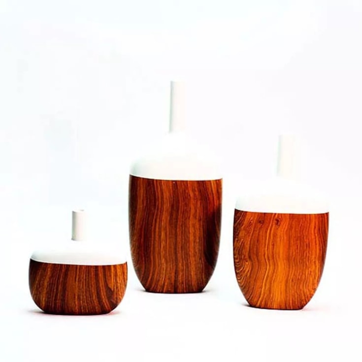 Vaso Noyon Amadeirado Escuro Grande 18x40cm