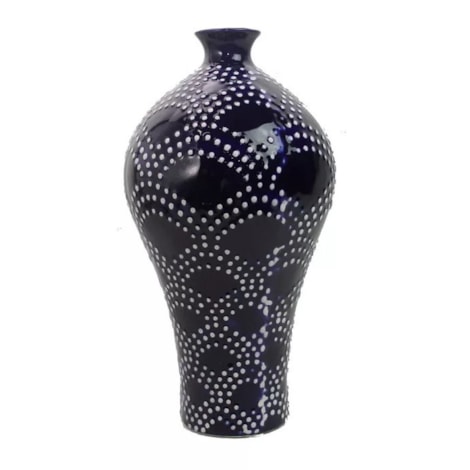 Vaso Pontilhado Azul e Branco