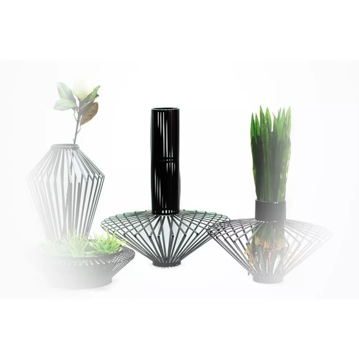 Vaso Rhombus Preta Grande - 50x60cm