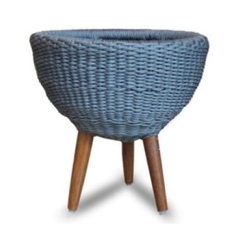 Vaso Turim Madeira e Corda Nautica Cinza